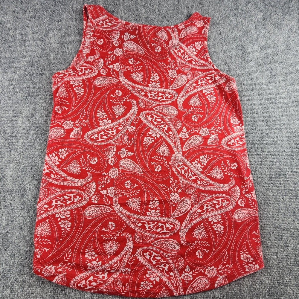 Faded Glory Womens Red White Paisley Scoop Neck Tank Top Sleeveless Size M 8-10 - Picture 3 of 3